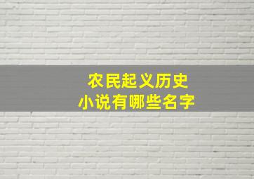 农民起义历史小说有哪些名字