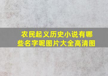 农民起义历史小说有哪些名字呢图片大全高清图