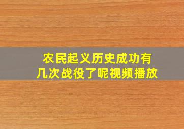 农民起义历史成功有几次战役了呢视频播放