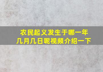 农民起义发生于哪一年几月几日呢视频介绍一下