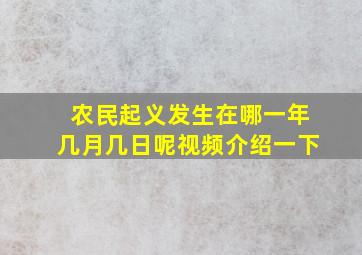 农民起义发生在哪一年几月几日呢视频介绍一下