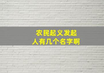 农民起义发起人有几个名字啊