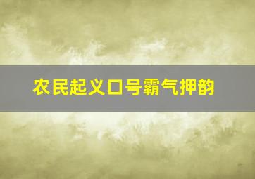 农民起义口号霸气押韵