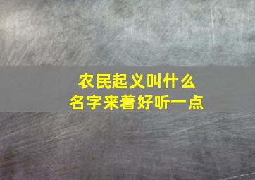 农民起义叫什么名字来着好听一点