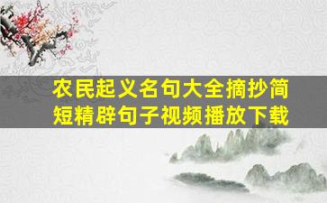 农民起义名句大全摘抄简短精辟句子视频播放下载