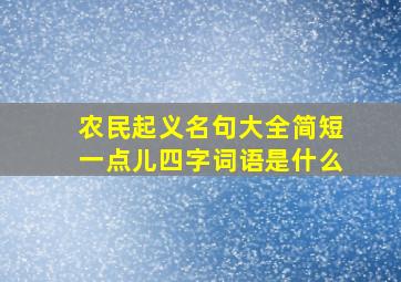 农民起义名句大全简短一点儿四字词语是什么