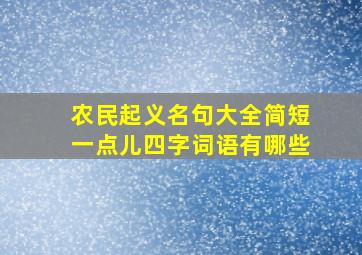 农民起义名句大全简短一点儿四字词语有哪些