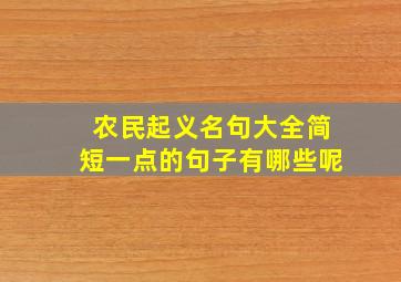 农民起义名句大全简短一点的句子有哪些呢