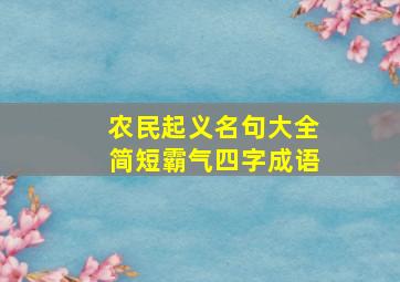 农民起义名句大全简短霸气四字成语