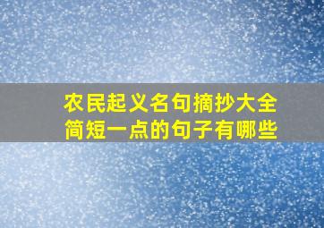 农民起义名句摘抄大全简短一点的句子有哪些