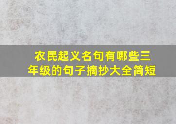 农民起义名句有哪些三年级的句子摘抄大全简短