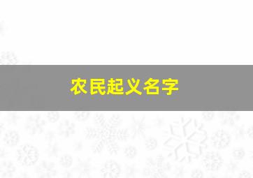 农民起义名字