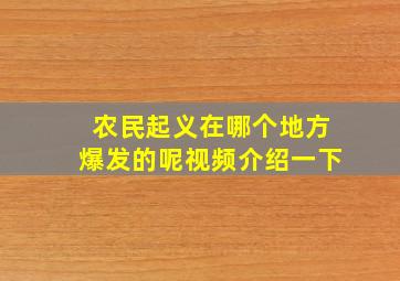 农民起义在哪个地方爆发的呢视频介绍一下