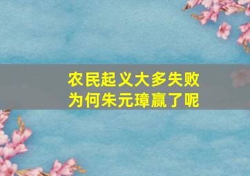 农民起义大多失败为何朱元璋赢了呢