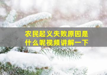 农民起义失败原因是什么呢视频讲解一下