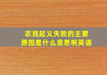 农民起义失败的主要原因是什么意思啊英语