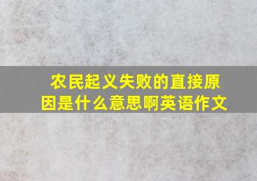 农民起义失败的直接原因是什么意思啊英语作文