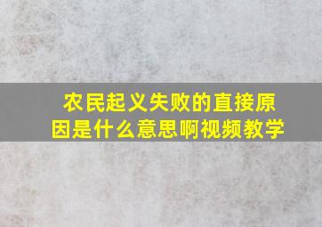 农民起义失败的直接原因是什么意思啊视频教学