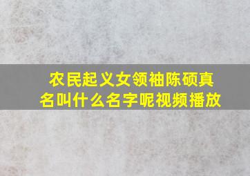 农民起义女领袖陈硕真名叫什么名字呢视频播放