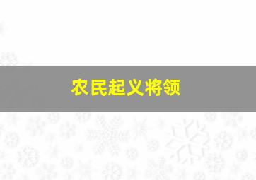 农民起义将领