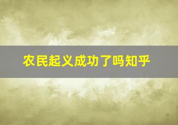 农民起义成功了吗知乎