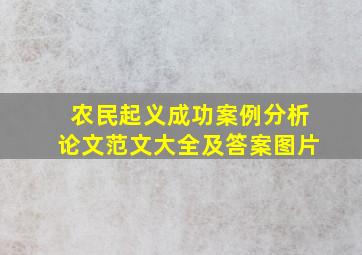 农民起义成功案例分析论文范文大全及答案图片