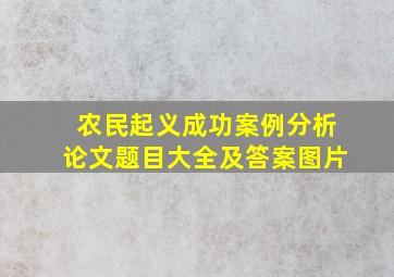 农民起义成功案例分析论文题目大全及答案图片