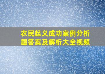 农民起义成功案例分析题答案及解析大全视频