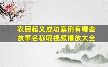 农民起义成功案例有哪些故事名称呢视频播放大全