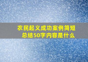 农民起义成功案例简短总结50字内容是什么