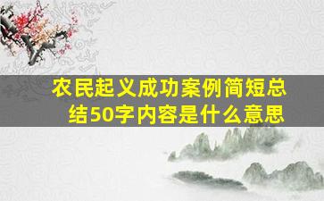 农民起义成功案例简短总结50字内容是什么意思