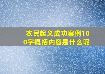 农民起义成功案例100字概括内容是什么呢