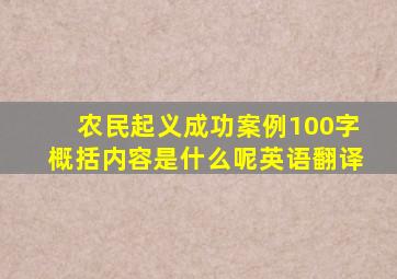 农民起义成功案例100字概括内容是什么呢英语翻译