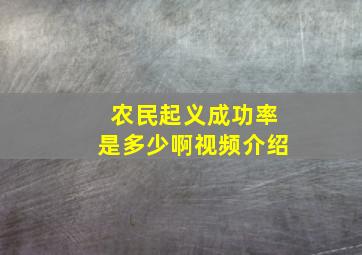 农民起义成功率是多少啊视频介绍