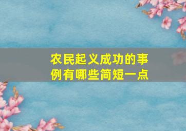 农民起义成功的事例有哪些简短一点