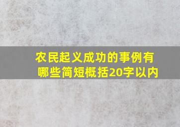 农民起义成功的事例有哪些简短概括20字以内