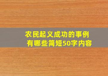 农民起义成功的事例有哪些简短50字内容