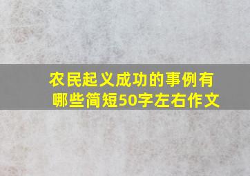 农民起义成功的事例有哪些简短50字左右作文