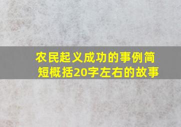 农民起义成功的事例简短概括20字左右的故事