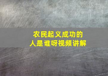 农民起义成功的人是谁呀视频讲解