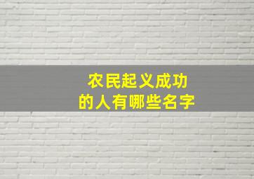 农民起义成功的人有哪些名字