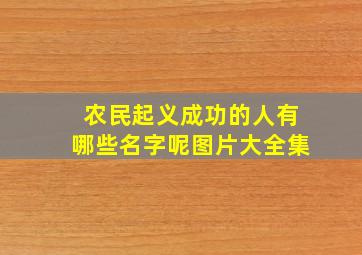 农民起义成功的人有哪些名字呢图片大全集