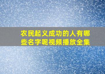 农民起义成功的人有哪些名字呢视频播放全集