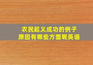 农民起义成功的例子原因有哪些方面呢英语