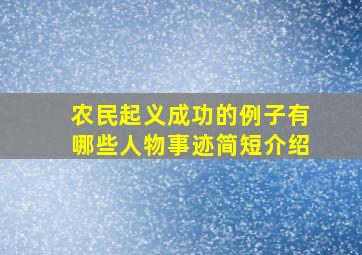 农民起义成功的例子有哪些人物事迹简短介绍