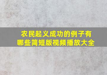 农民起义成功的例子有哪些简短版视频播放大全