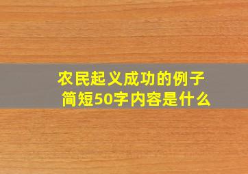 农民起义成功的例子简短50字内容是什么