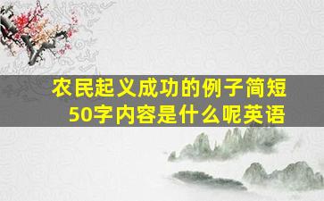 农民起义成功的例子简短50字内容是什么呢英语