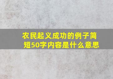 农民起义成功的例子简短50字内容是什么意思