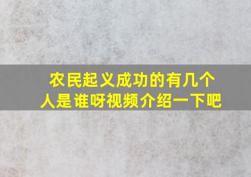 农民起义成功的有几个人是谁呀视频介绍一下吧